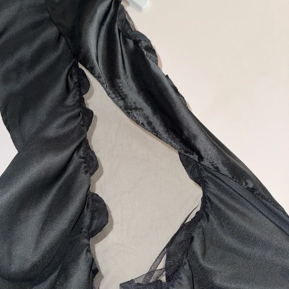 Black Satin Ruffle Scarf - Picture 6 of 6
